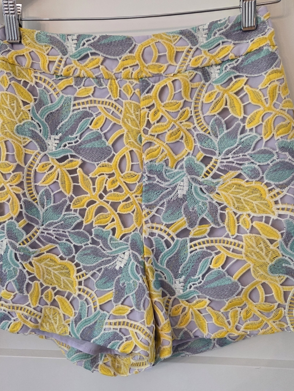 Anthropologie Hutch Lace Pastel Yellow GreenFloral Shorts Cottagecore Elevated 4